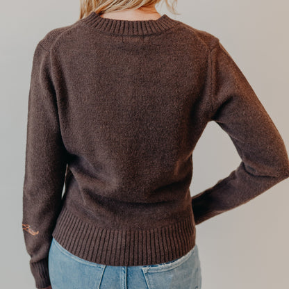 Blu Pepper | Animal Embroidered Cardigan | Chocolate