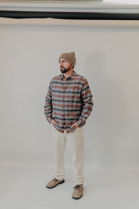 The Normal Brand | Louis Heavyweight Flannel Overshirt | Spiced Brandy