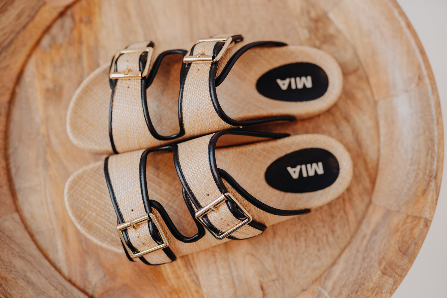 MIA | Gazell Double Buckle Slide Sandals | Natural Black