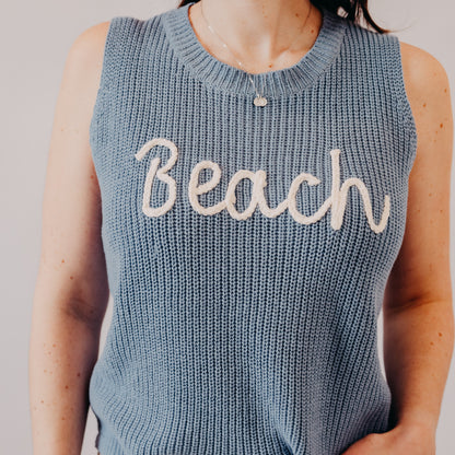 Doe & Rae | 'Beach" Sweater Tank | Lt Blue