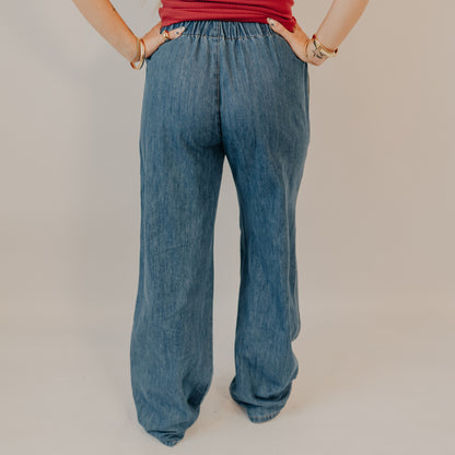 Be Cool | Denim Look Wide Pant | Medium Wash