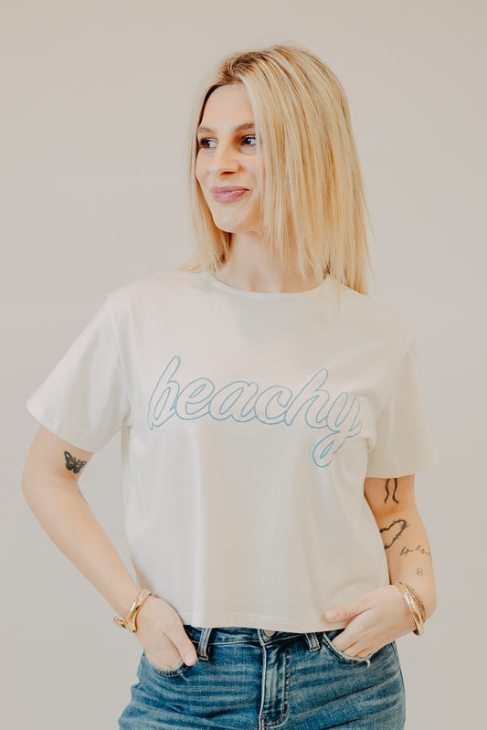 Wishlist | "Beachy" Crop Top | White Blue