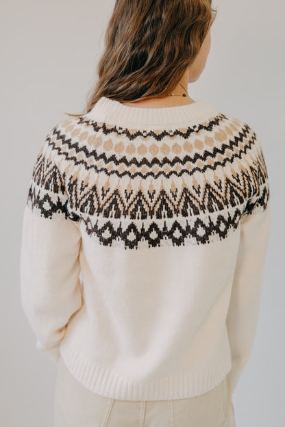 Blu Pepper | Fair Isle Crew Neck Sweater | Cream