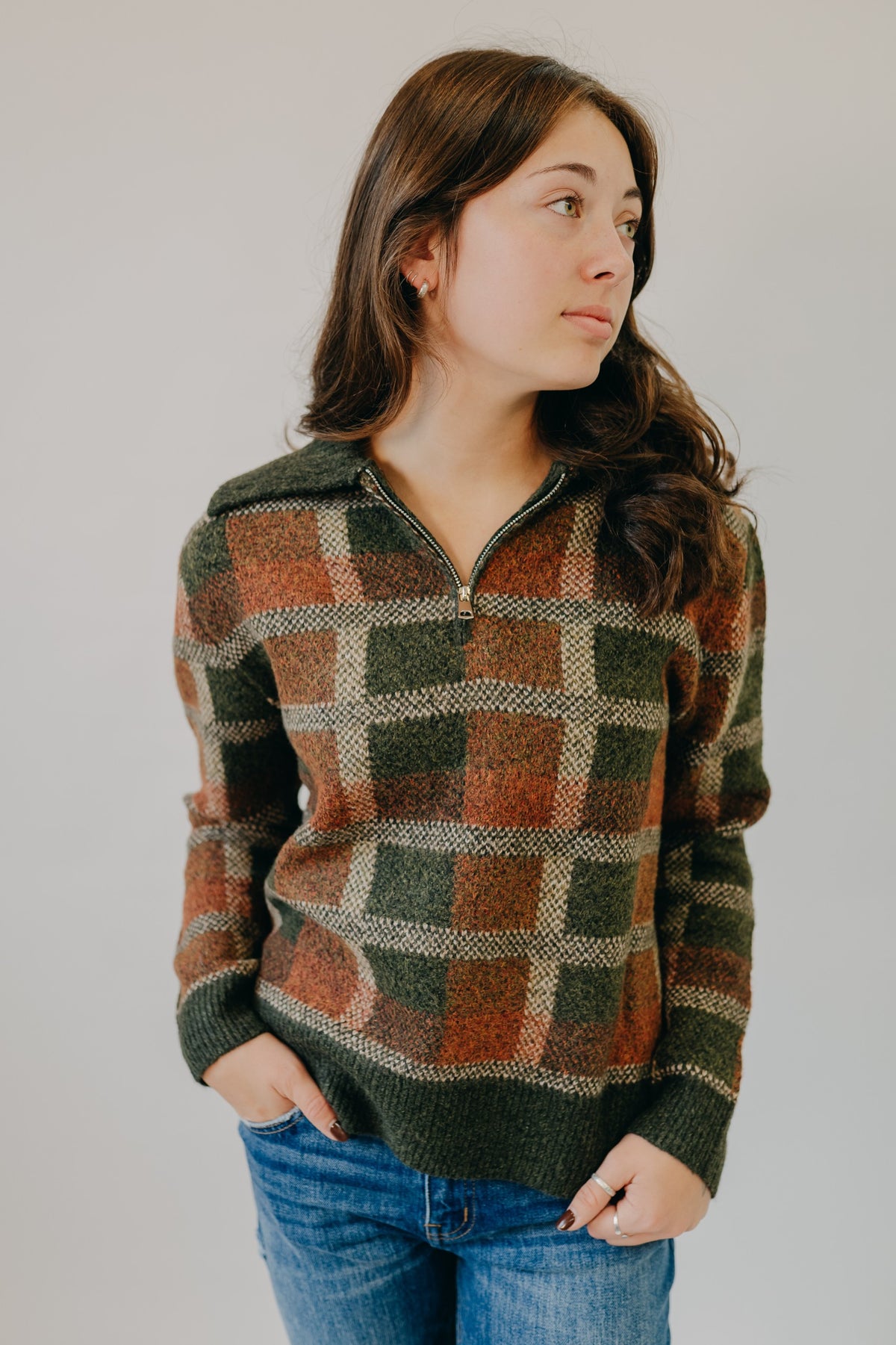 Staccato | Check Jacquard Pullover | Olive