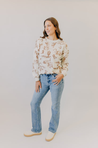 Blu Pepper | Western Print Top | Cream Multi
