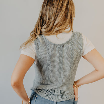 Be Cool | Crochet Knit Vest | Dusty Blue