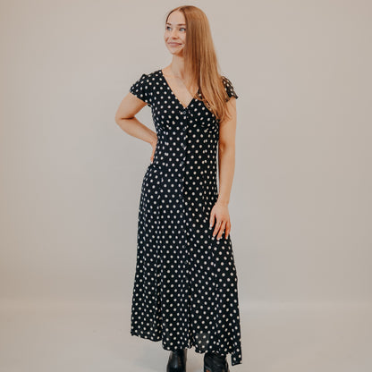 Blu Pepper | Polka Dot Midi Dress | Black