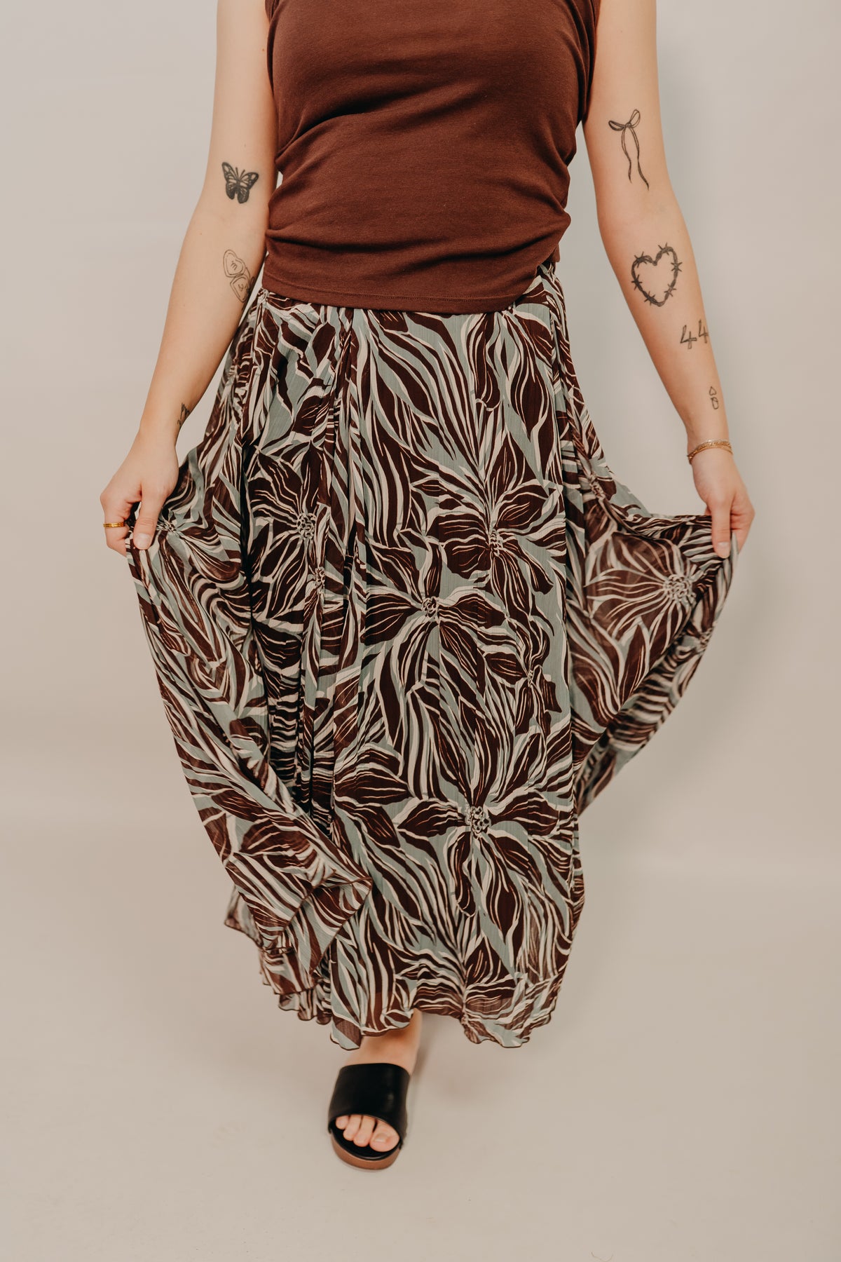 Z Supply | Vitoria Zinn Floral Maxi Skirt | Chocolate Cherry