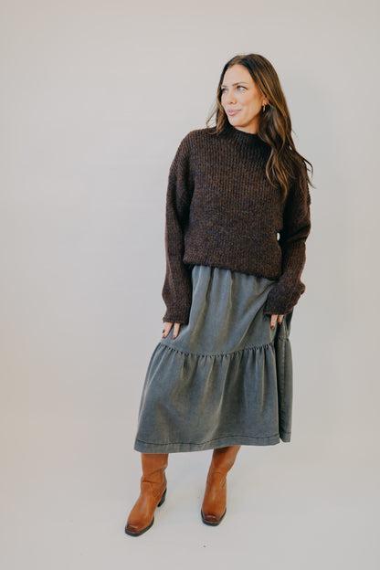 Blu Pepper | Mock Neck Knit Sweater | Brown