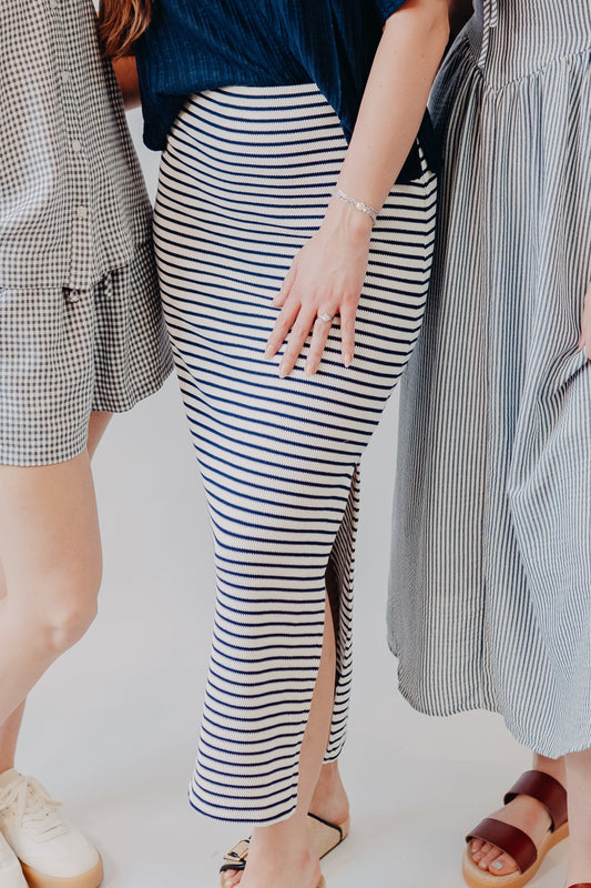 Z Supply | Ainslie Stripe Midi Skirt | Eclipse