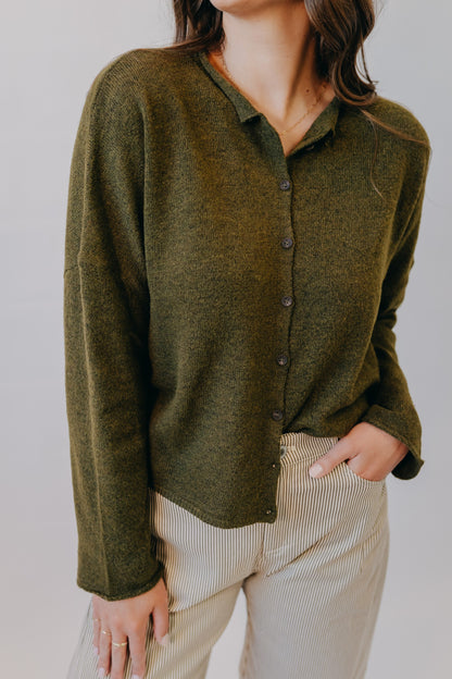 Blu Pepper | Lightweight Knit Cardigan | Olive