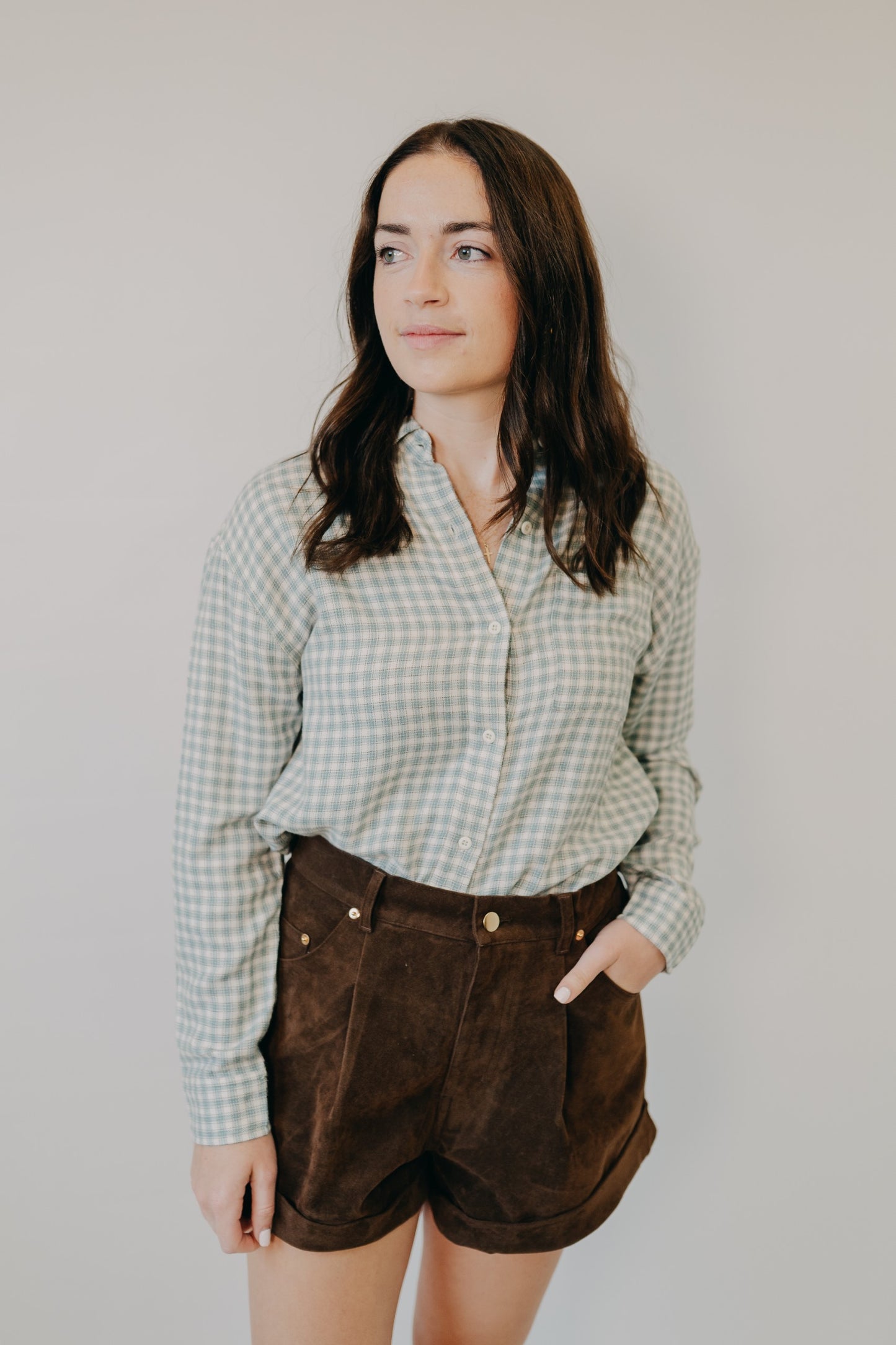 Z Supply | River Plaid Button Up | Emerald Cove