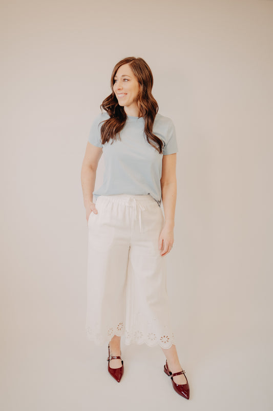 Hem & Thread | Embroidered Culottes | White