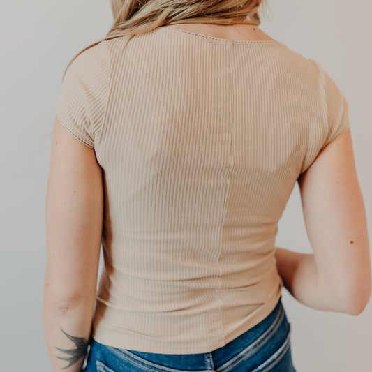 By Together | Luna Breeze Ribbed Cardigan | Beige