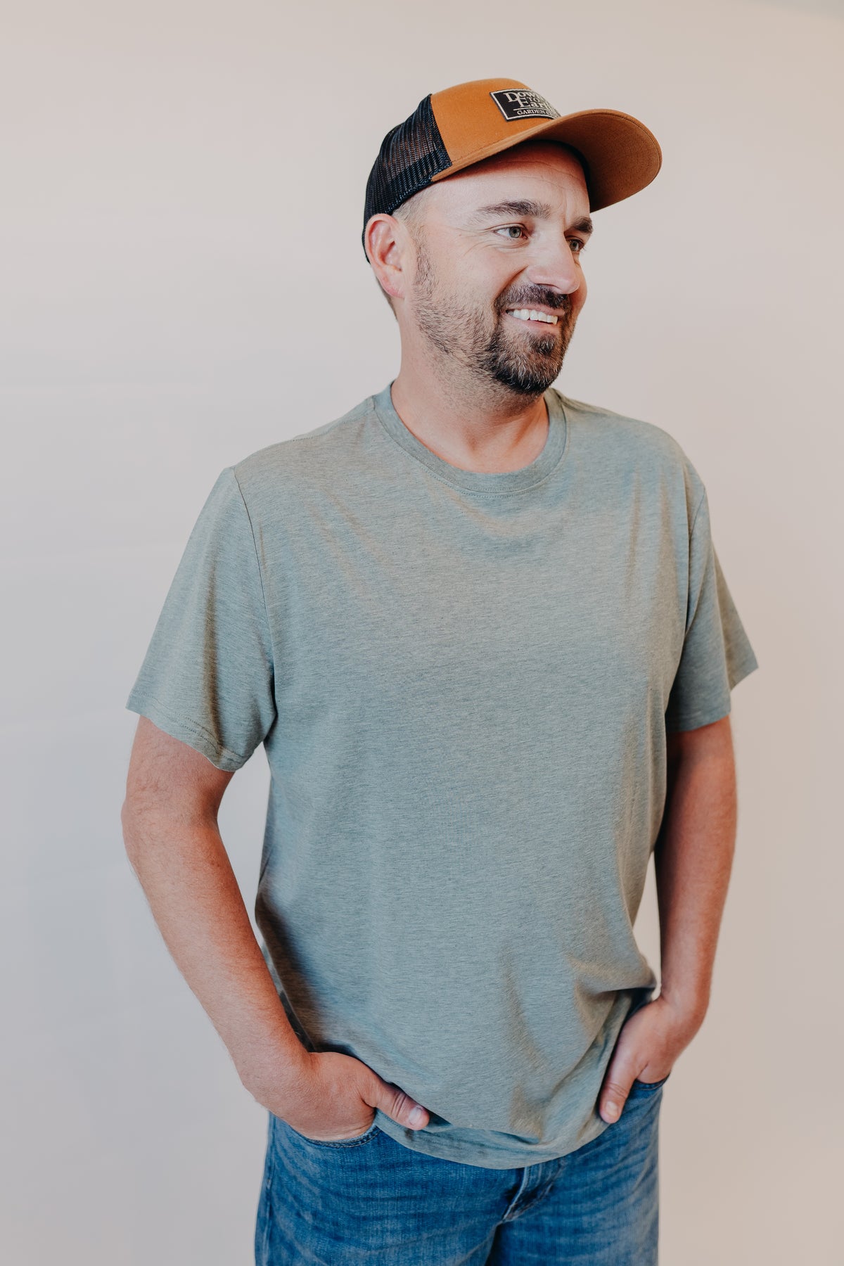 Flag & Anthem | Essential Stretch Crew Tee | Sage Heather