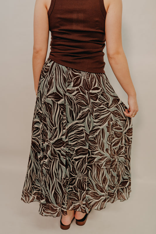 Z Supply | Vitoria Zinn Floral Maxi Skirt | Chocolate Cherry