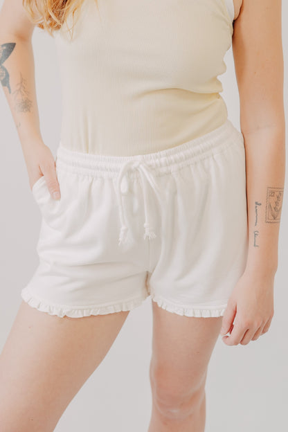 Wishlist | Ruffled Knit Shorts | White