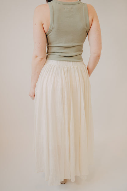 Fun2Fun | Crinkle Woven Maxi Skirt | Cream