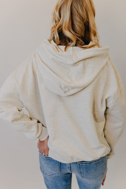 Miou Muse | USA Floral Patchwork Hoodie | Melange Grey