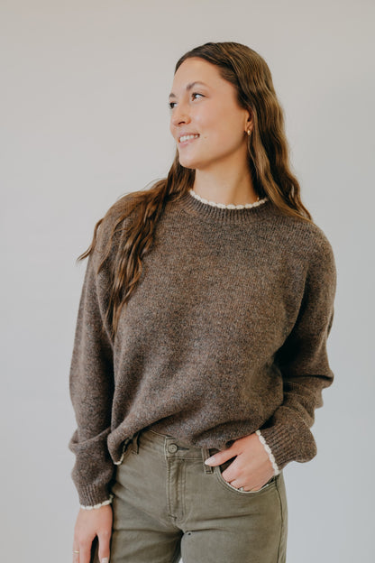Blu Pepper | Contrast Edge Pullover | Mocha