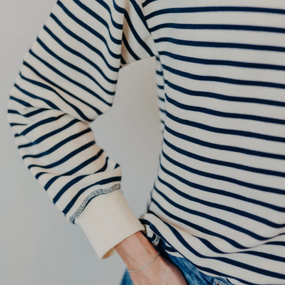 Blu Pepper | Striped Henley Top | Navy