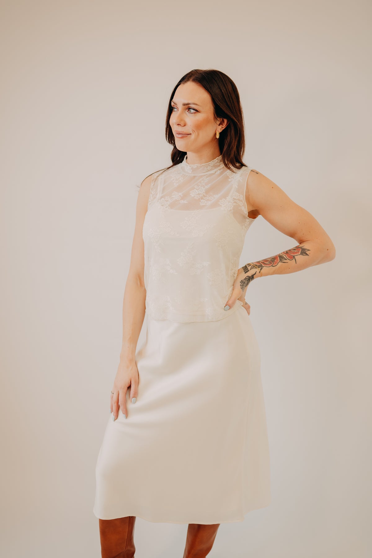 Fun2Fun | Satin Midi Skirt | Ivory
