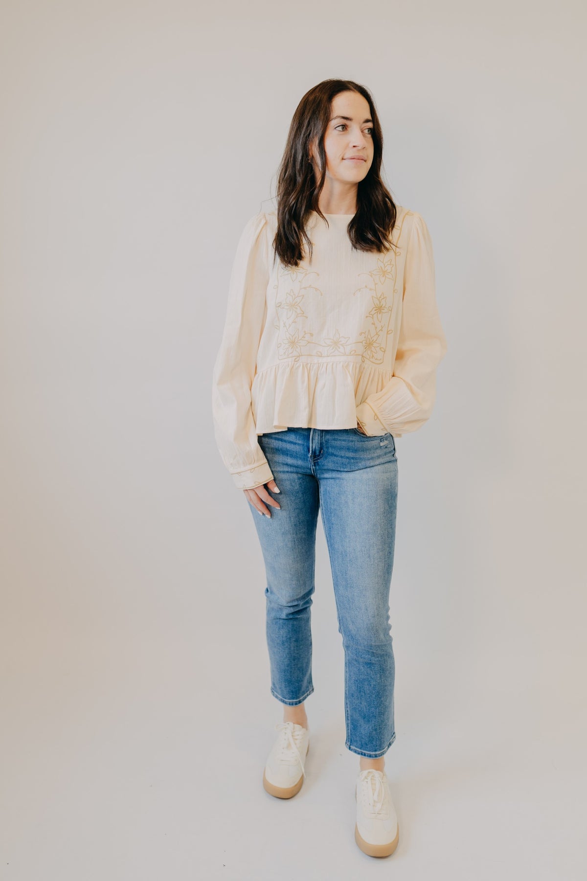 By Together | Rhiannon Peplum Woven Top | Cream