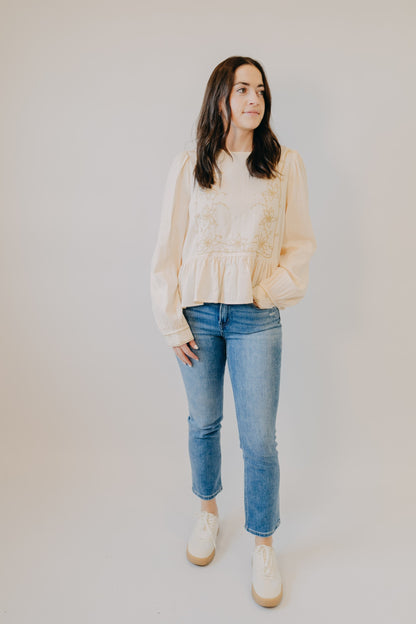 By Together | Rhiannon Peplum Woven Top | Cream