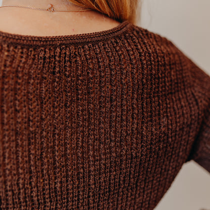 Blu Pepper | Bell Sleeve Crochet Cardigan | Brown