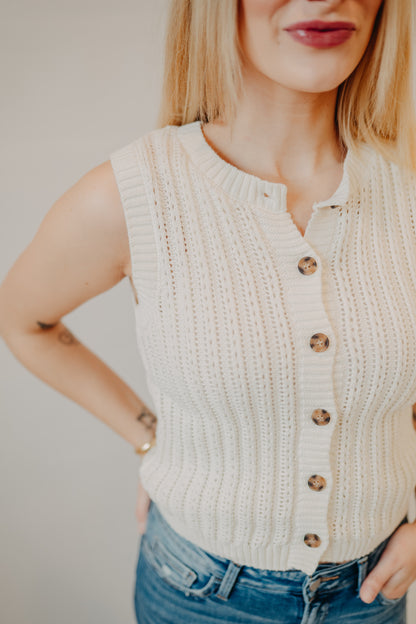 Blu Pepper | Crew Neck Cardigan | White