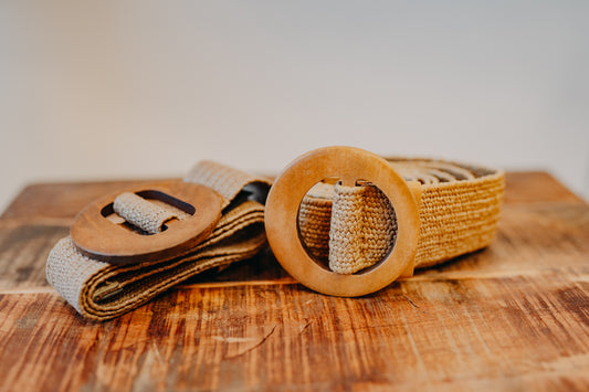 Accity | Wooden Buckle Straw Belt