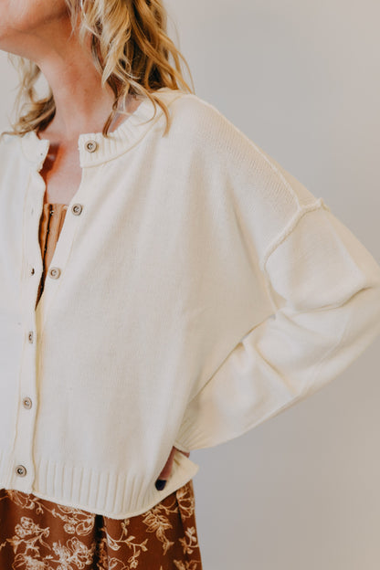 Blu Pepper | Raw Edge Exposed Seam Cardigan | Ivory
