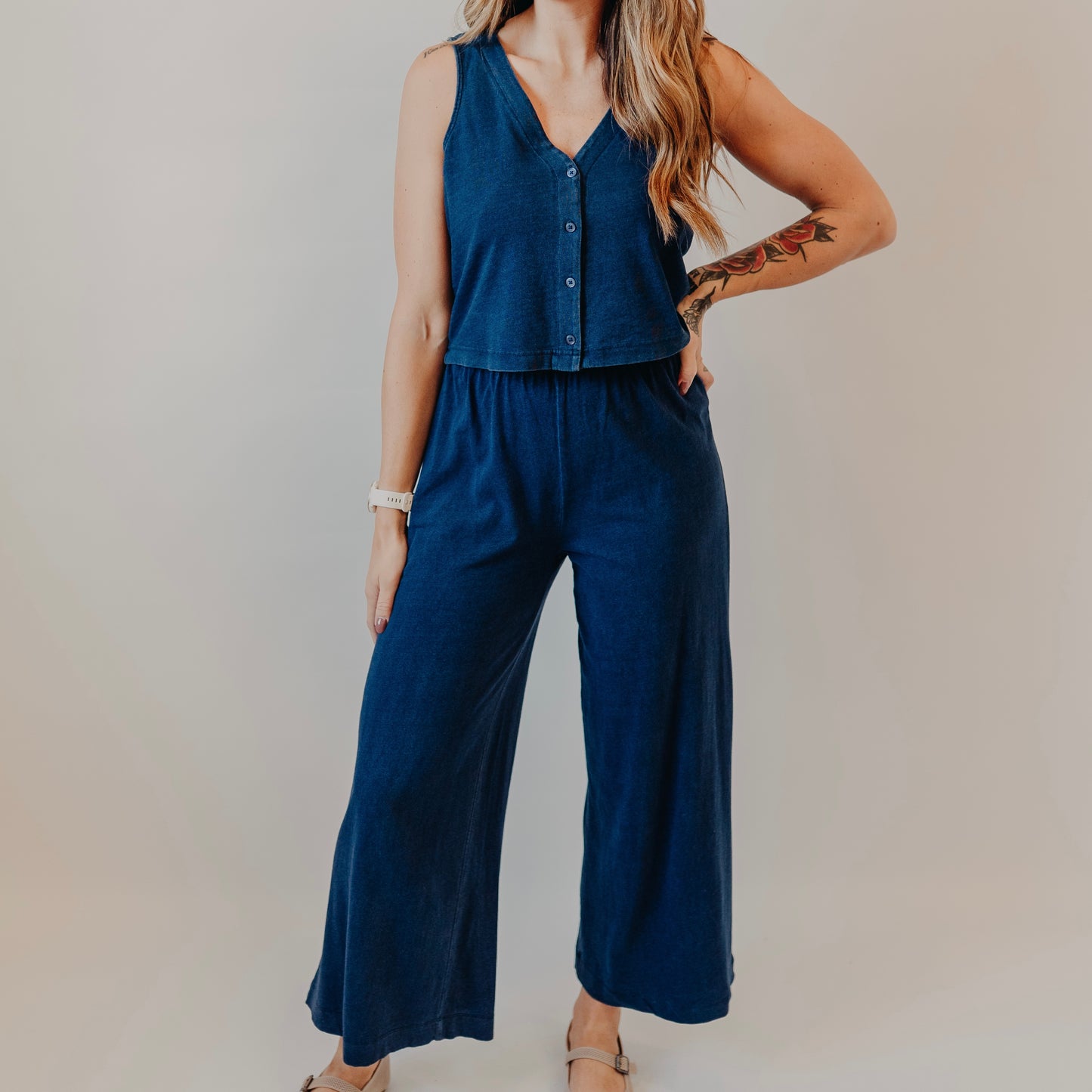 Z Supply | Solace Jersey Denim Top | Indigo