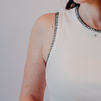 Doe & Rae | Blanket Stitch Tank | Off White