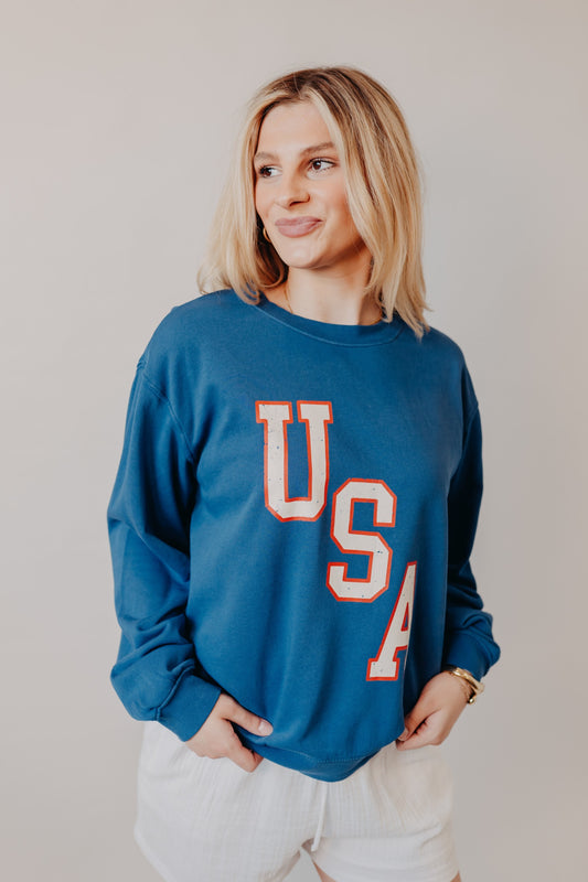 Z Supply | Americana Boyfriend Sweatshirt | True Navy