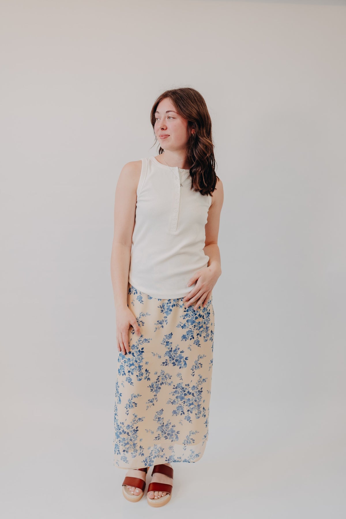 By Together | Etienne Floral Skirt | Lemon Blue