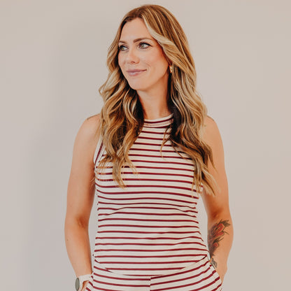 Blu Pepper | Stripe Tank Top | Burgundy