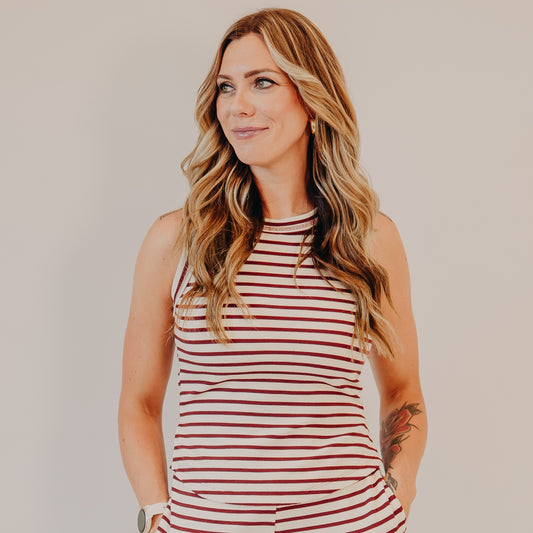 Blu Pepper | Stripe Tank Top | Burgundy