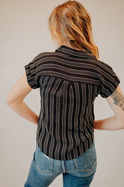 Blu Pepper | Striped Collared Top | Black
