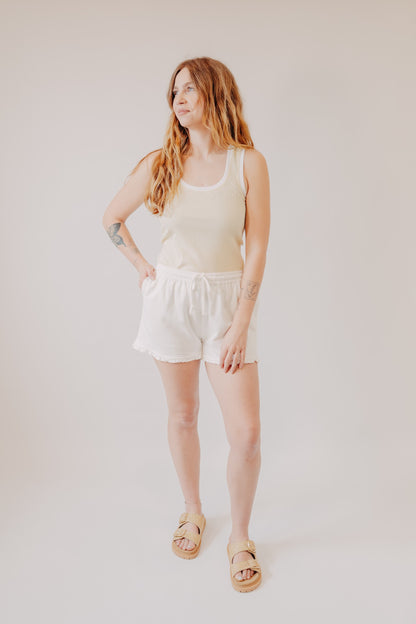 Wishlist | Ruffled Knit Shorts | White