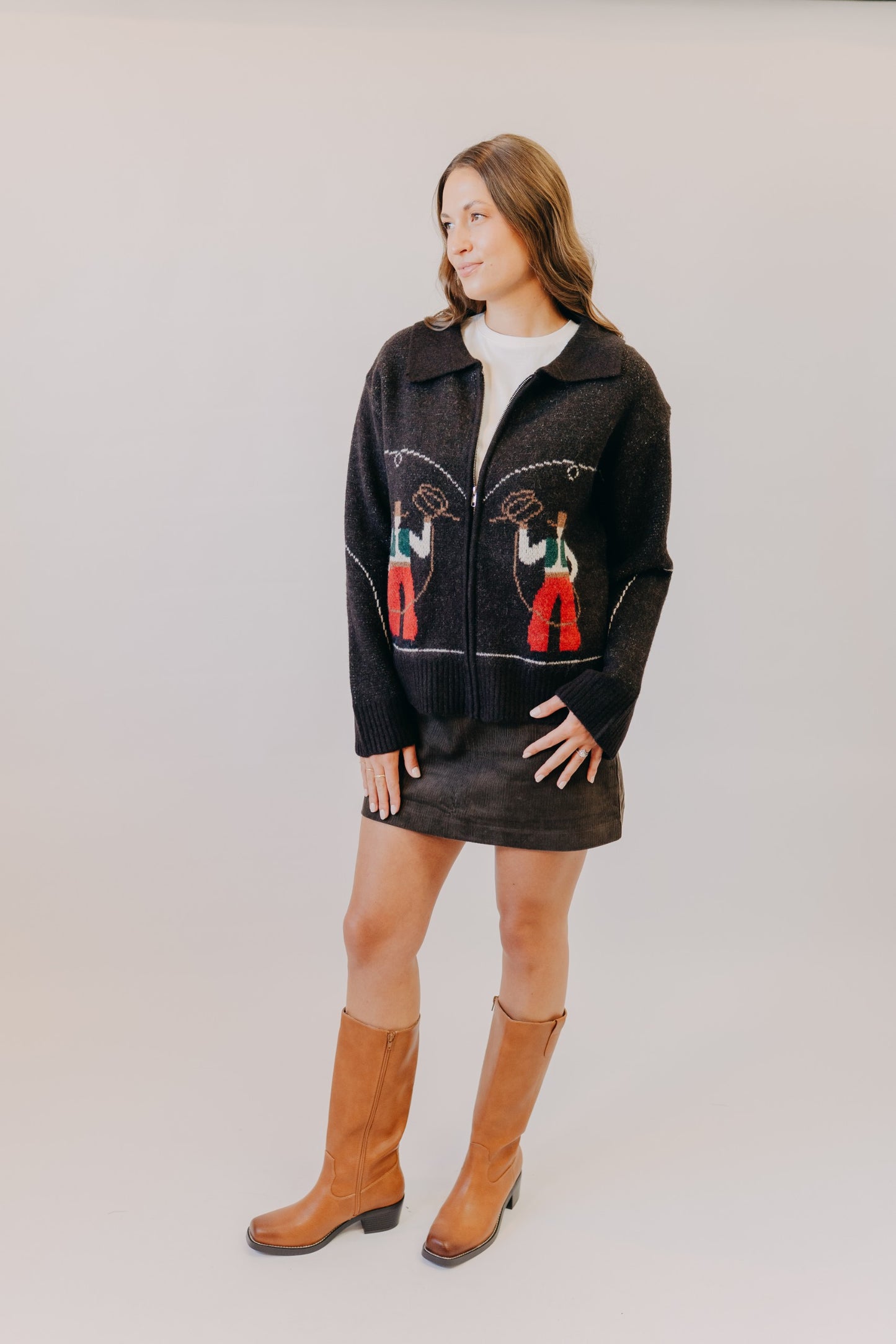 By Together | Rodeo Zip-Up Cardigan | Dark Chocolate Red