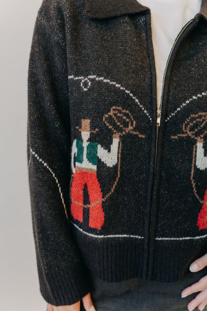 By Together | Rodeo Zip-Up Cardigan | Dark Chocolate Red