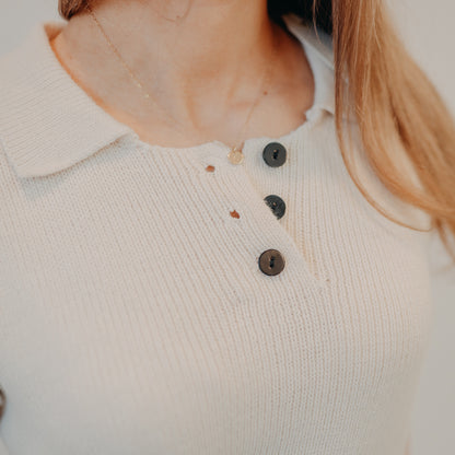 By Together | Ribbed Knit Polo Vest | Natural