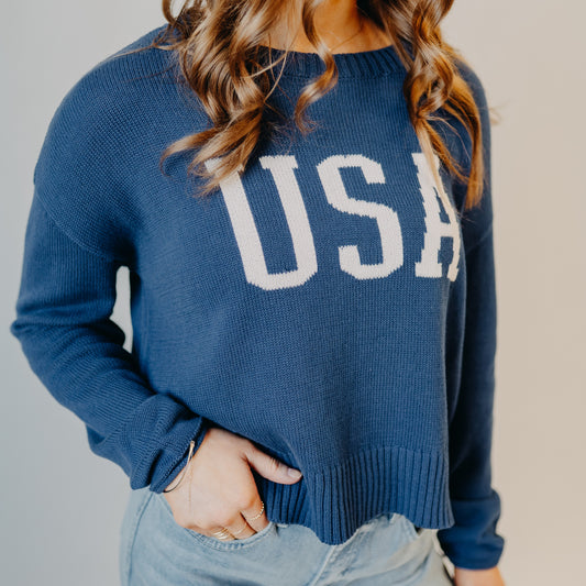 Z Supply | Sienna USA Sweater | Yacht Blue