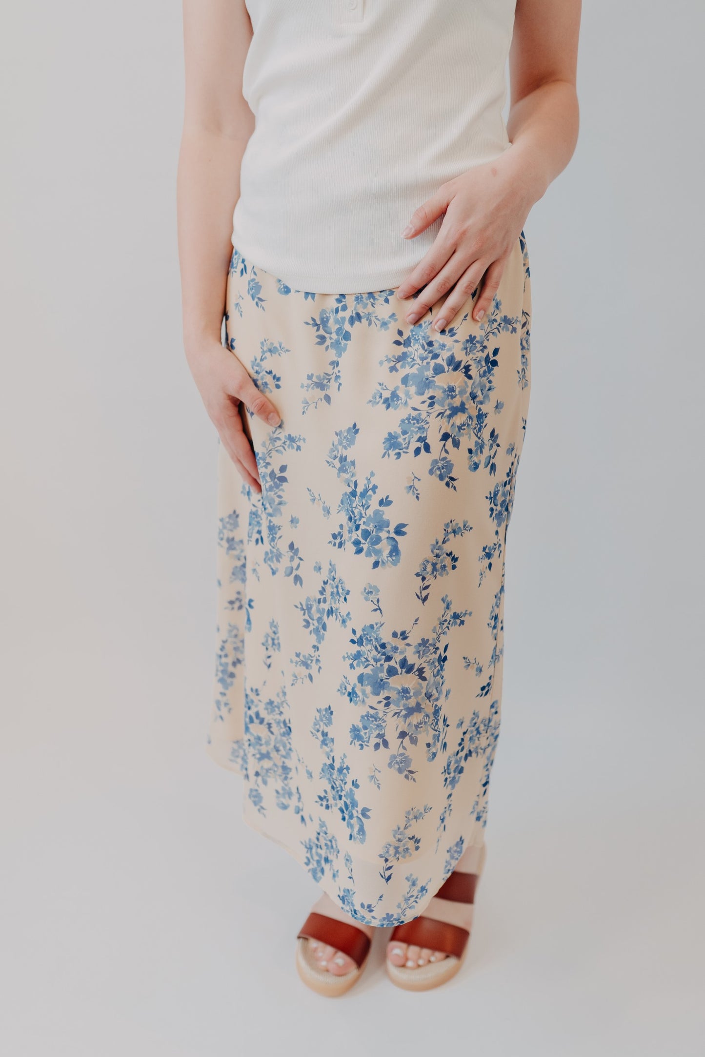 By Together | Etienne Floral Skirt | Lemon Blue