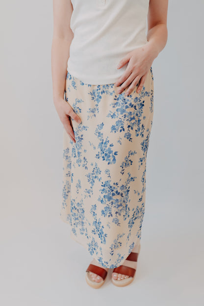 By Together | Etienne Floral Skirt | Lemon Blue