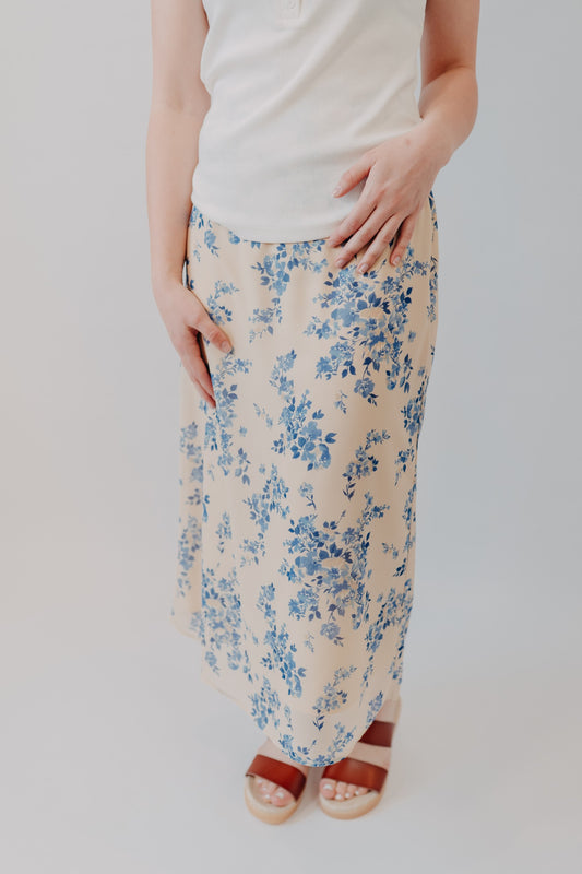 By Together | Etienne Floral Skirt | Lemon Blue