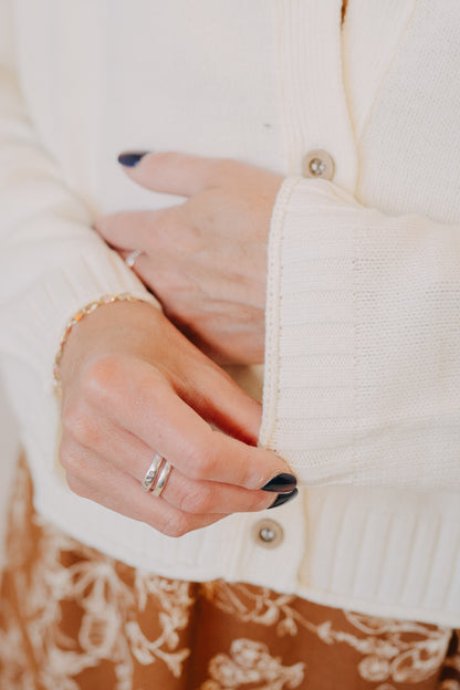 Blu Pepper | Raw Edge Exposed Seam Cardigan | Ivory