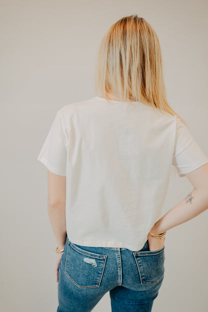 Wishlist | "Beachy" Crop Top | White Blue