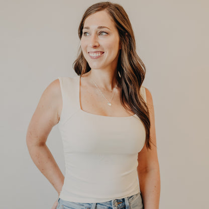 Blu Pepper | Square Neck Ruched Top | Cream